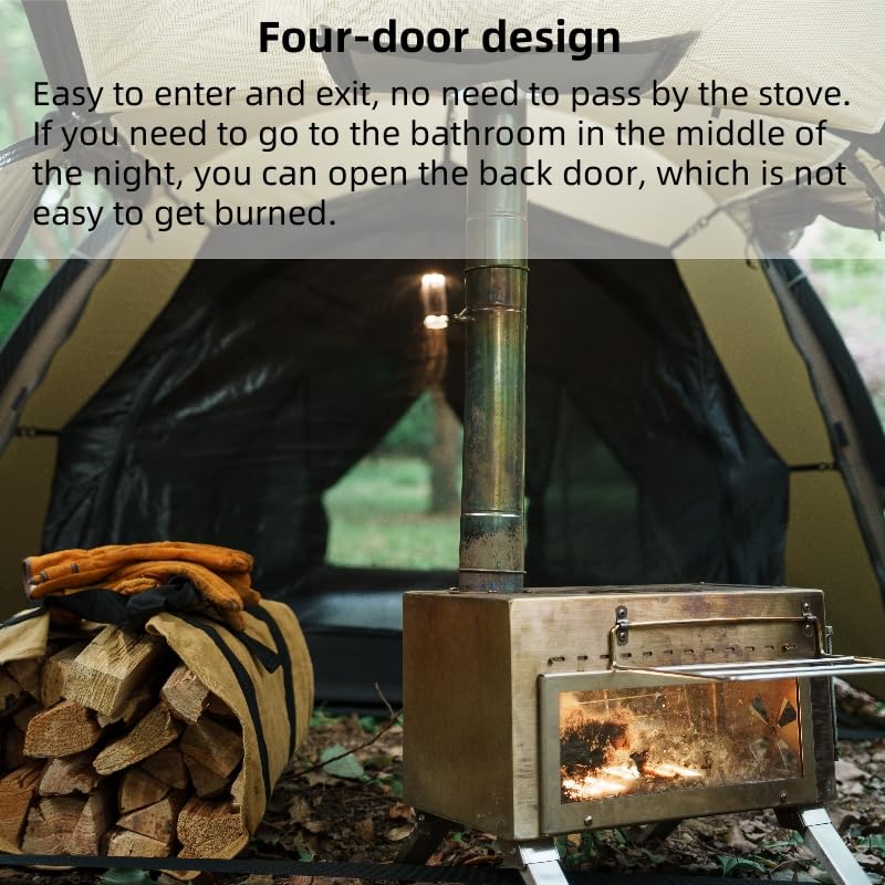 Hot Tent with Stove Jack – 4 Season Waterproof & Windproof Shelter for 1–4 People, Lightweight for Camping, Hiking, Huntin...