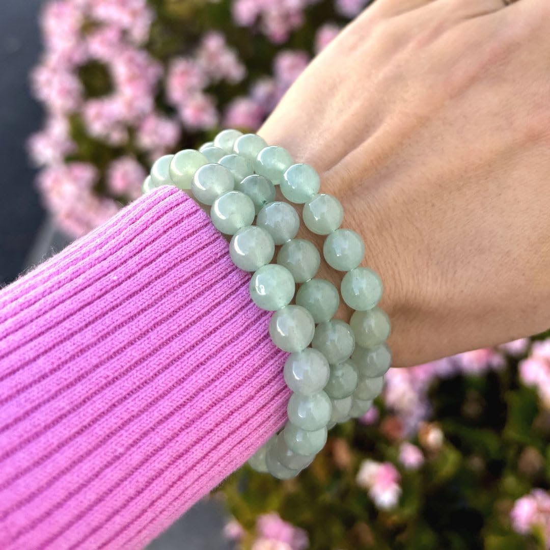 Adabele Real Natural Green Aventurine Gemstone Beaded Bracelet 8.5 inch Stretch Chakra Healing Crystal Stone Jewelry Women Mom G