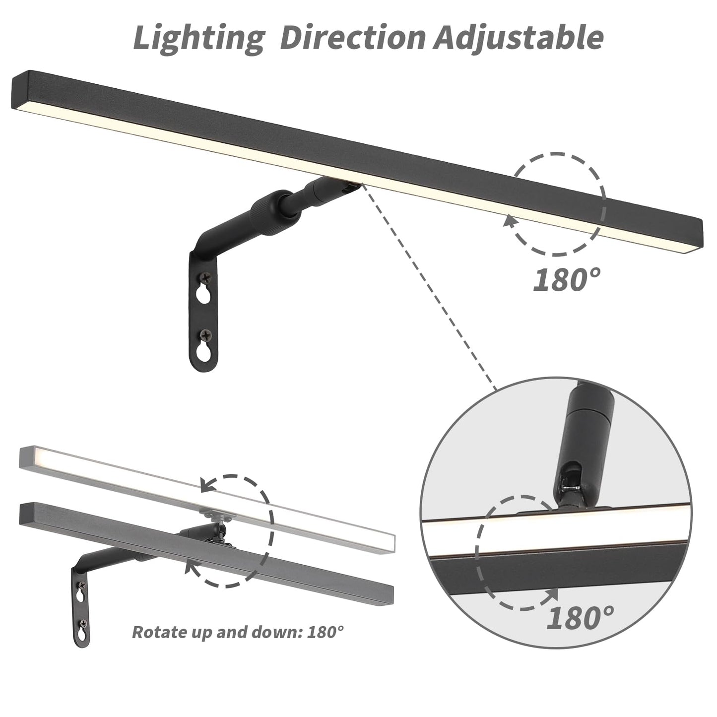 Pasoar Picture Lights for Paintings Plug in, 16" 4W Adjustable LED Picture Light Art Light with Timer, Remote Control Gallery Painting Wall Light for Picture Display Frame Dartboard Art Work (Black)