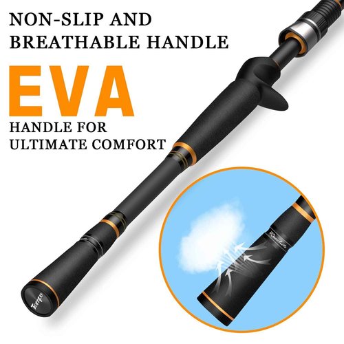 Tempo Resolute Baitcaster Rod, 2 Pieces Ultralight Sensitive Baitcasting Rod, 30 Ton Carbon Fiber Fishing Rod with Fuji Reel Seat, Stainless Steel Guides with SiC Inserts for Freshwater Ice Fishing