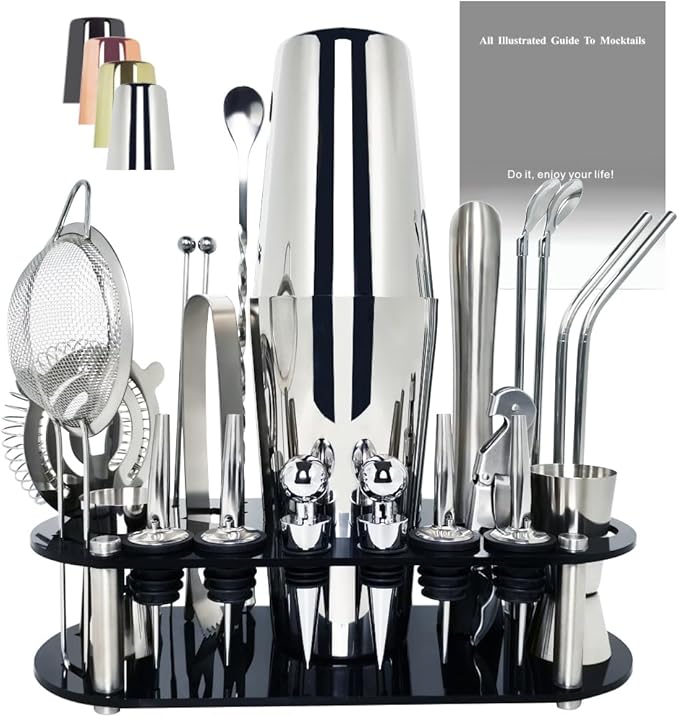 22-Piece Cocktail Shaker Set, 25/20oz Bartender Kit, Bartending Stainless Steel Bar Tools Sets for Drink Mixing, Boston Co...