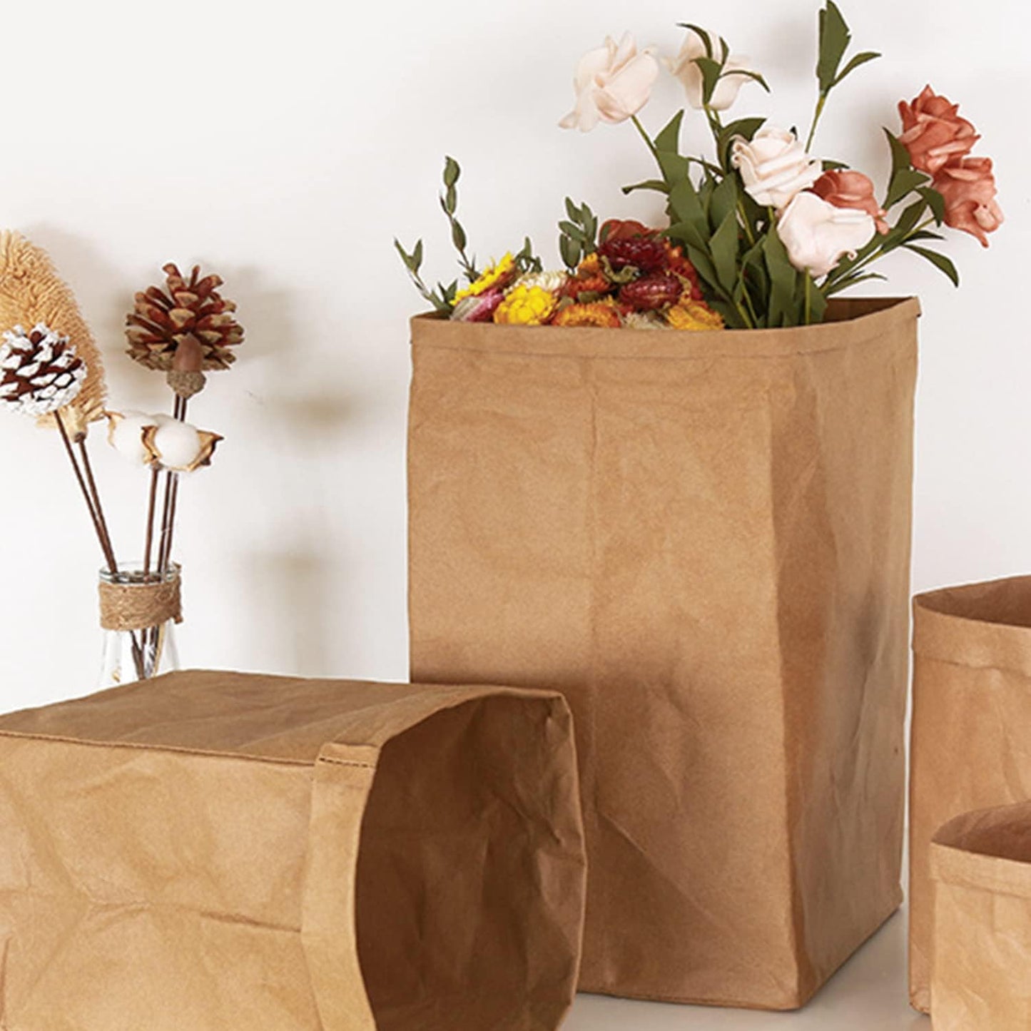 BadenBach 50 Pack 12 Lb Brown Paper Lunch Bags, 12.5" x 7" x 4.3" Large Bread Bags Bulk, Heavy Duty kraft Paper Sacks for Grocery Wrapping, Retail Shopping, Bakery, Party Favors
