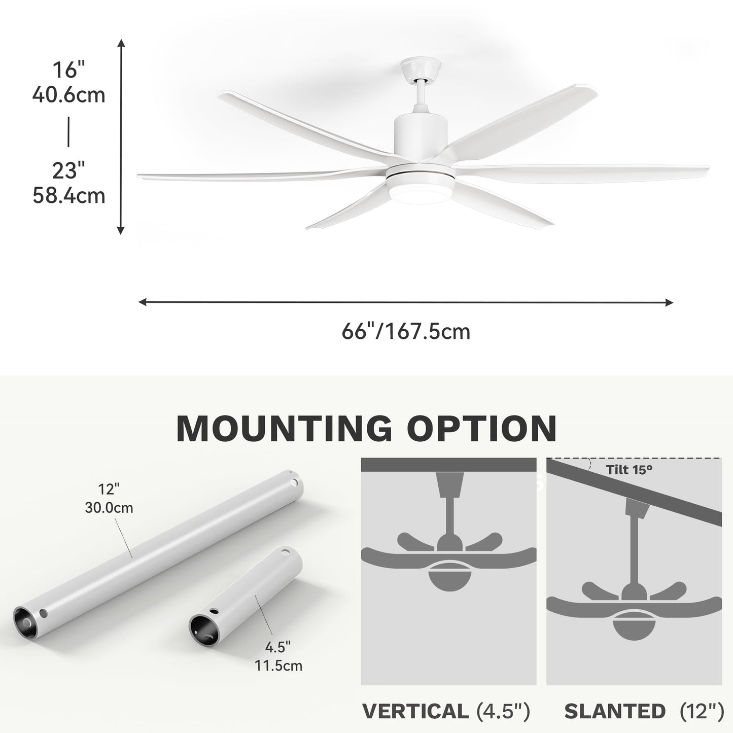 Dwvo 66 Inch Ceiling Fan With Lights, Smart Ceiling Fan With App & Remote Control, 3Cct Lighting, 6-Speed Reversible Quiet Dc Mo