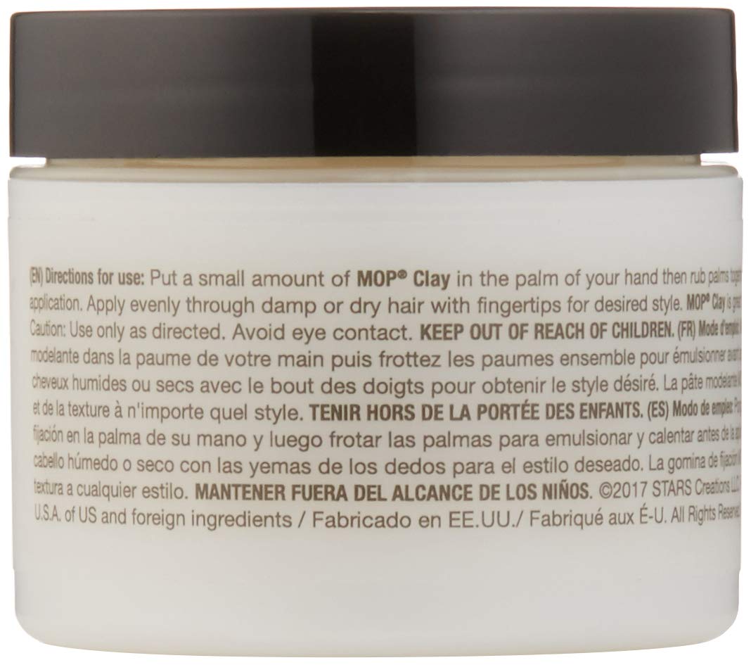 MOP Basil Mint Firm Hold Clay, 2 Oz., Long Lasting Hold, Definition, Textured Matte Finish For All Hair Types