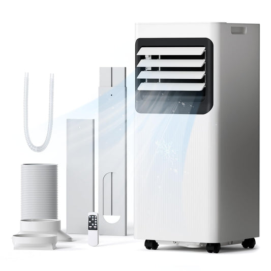 8000 BTU Portable Air Conditioner, 4-in-1 AC Unit Cools 350 Sq.Ft, Quiet Air Conditioner with Dehumidifier & Fan, LED Display, Remote, 24H Timer, Window Kit for Bedroom Office Dorm