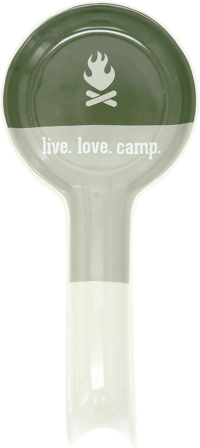 Pavilion Gift Company - Live. Love. Camp. - 9.25" Stoneware Ceramic Spoon Rest Woodsy Outdoorsy Adventure Cabin Camping Ca...
