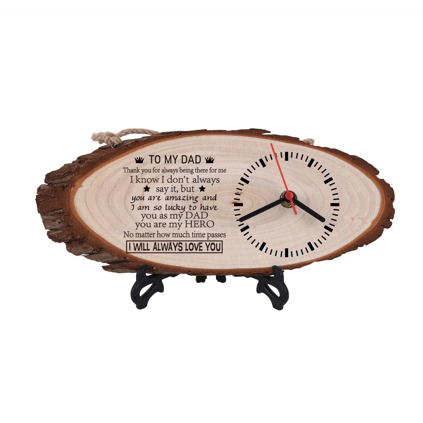 LJZTYX to My Dad Wooden Silent Wall Clock, Desktop Clock, Personalized Engraving Gifts, Birthday Gifts (Thank You Dad)