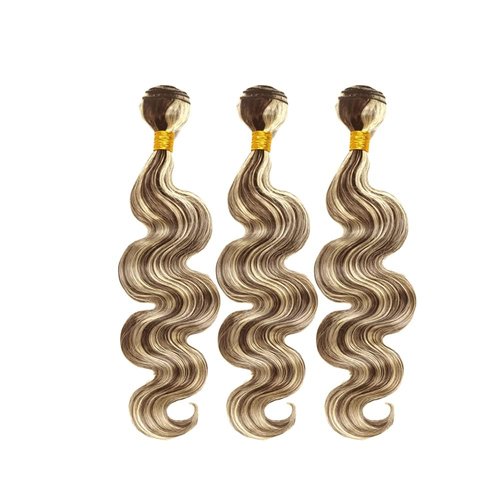 P4/613 Human Hair Ombre Body Wave Bundles - Brazilian Virgin Hair 16-20 Inch, Two Tone Color #4 Mixed With 613 Body Wave Bundles