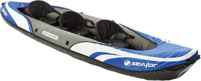 Sevylor Big Basin 3-Person Inflatable Kayak with Adjustable Seats & Carry Handles, Heavy-Duty PVC Construction for Rugged ...