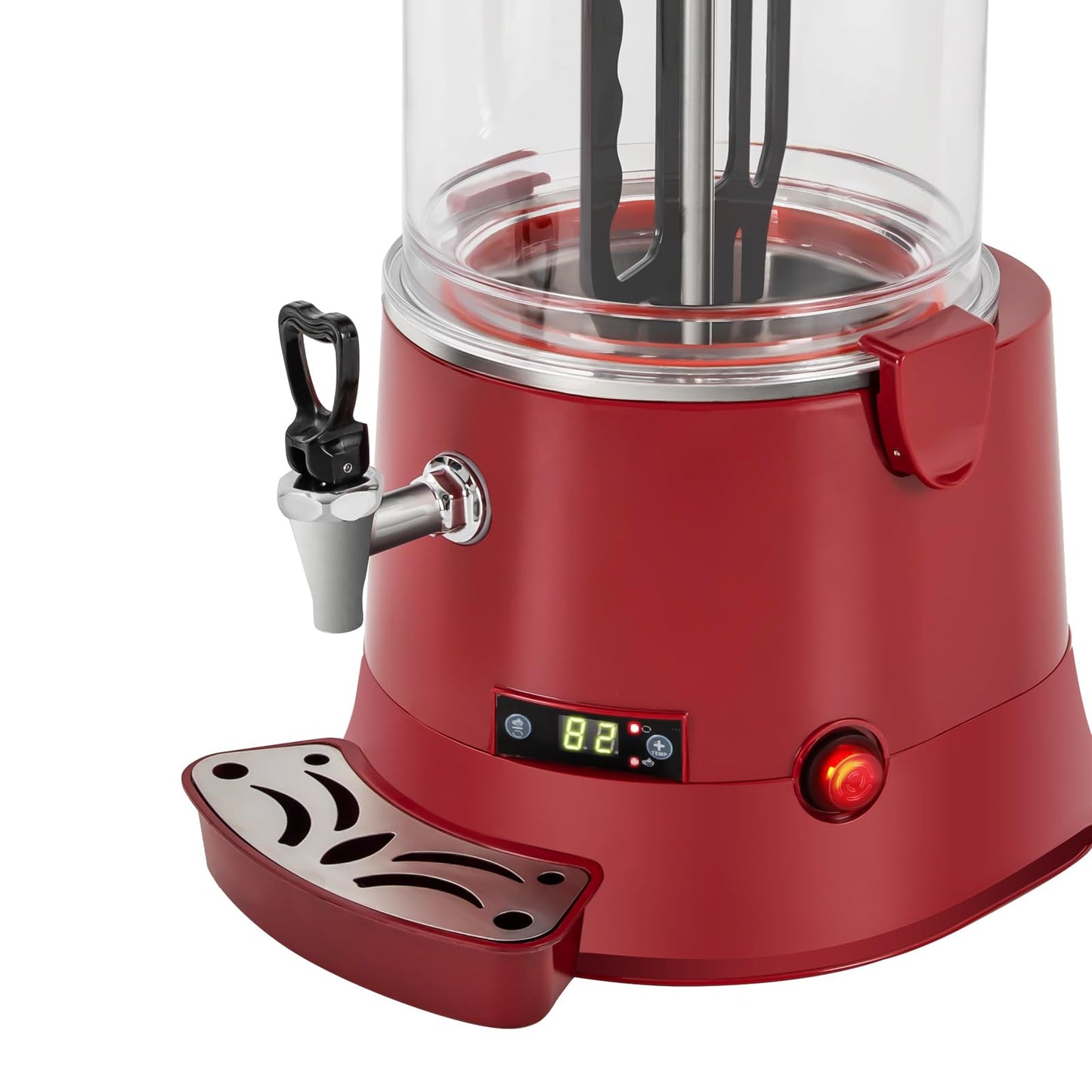 Unnsiapit Hot Chocolate Maker Machine, 400W 10L/2.7Gal Electric Stainless Steel Hot Chocolate Dispenser Melting Machine, Commercial Beverage Warmer Coffee Maker for Kitchen Party, Red