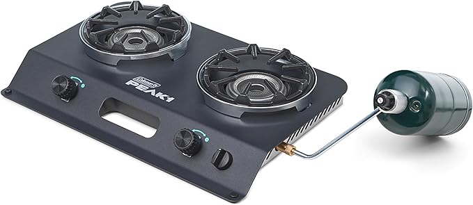 Coleman PEAK1 2-Burner Portable Camping Stove, Premium 20,000 BTUs Gas Stove with Adjustable Burners & Carry Case, Great f...