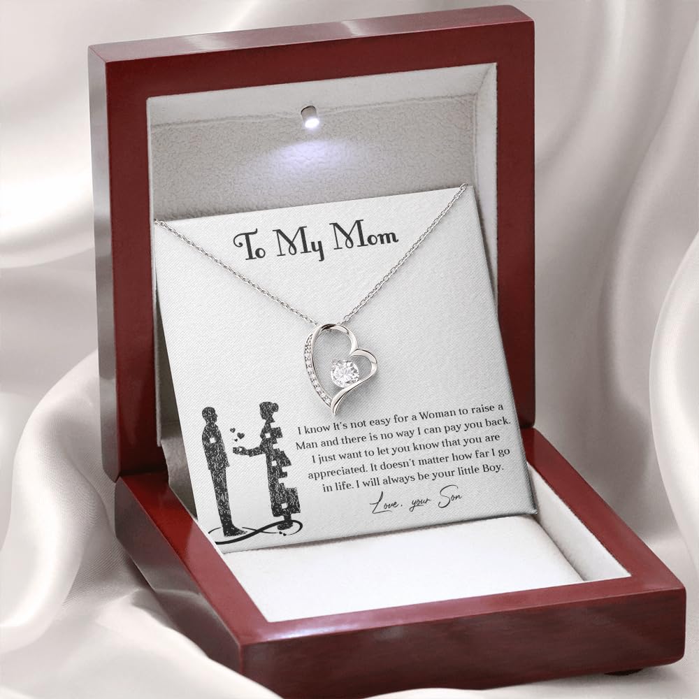 Meaningful Necklace for Mom from Son – I Love You Necklace, Christmas Gift, Sentimental Mother's Day Gift for Mom from Son, Unique Moms Birthday Gift Ideas (Luxury Box, White)