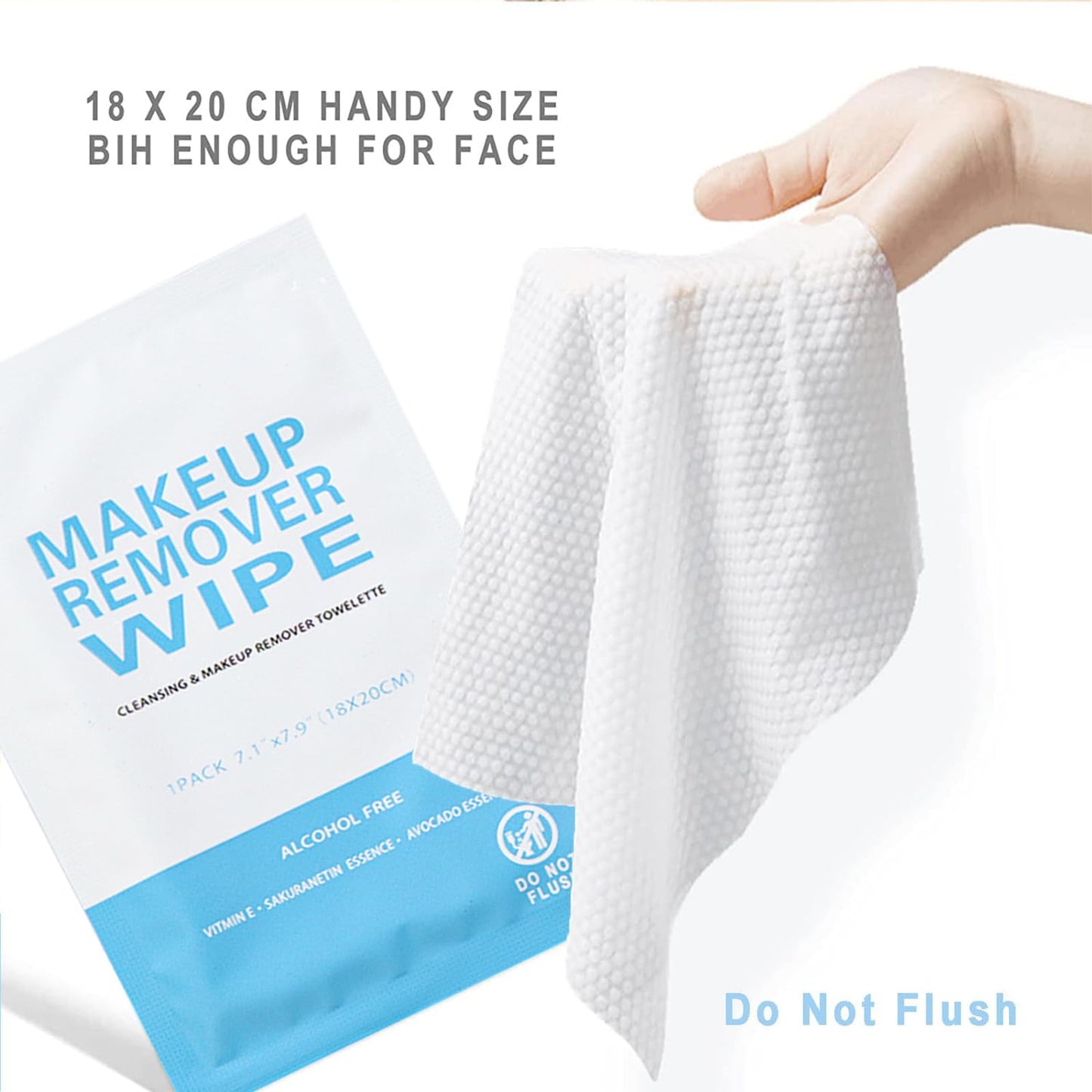 50 Pack Individual Makeup Remover Wipes, Individually Wrapped Face Cleansing Wipes, Travel Makeup Remover Cloth for Travel, Hote