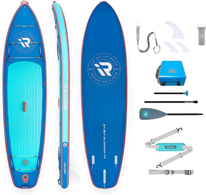 iROCKER All Around 11 7.0 Inflatable Stand Up Paddle Board Premium SUP and Accessories - Made for All Skill Levels - Speed...