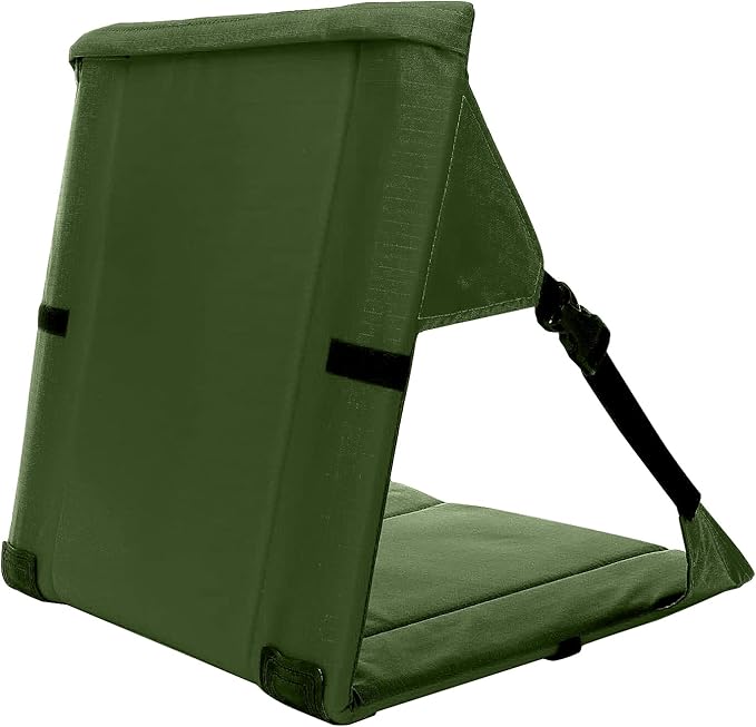 LynsaTac Folding Stadium Seat Cushion with Backrest, Portable Bleacher Pad for Camping, Fishing,15.8'' x 16.5'',Lightweight Chair with Backrest for Outdoor Sports and Concerts (Olive)