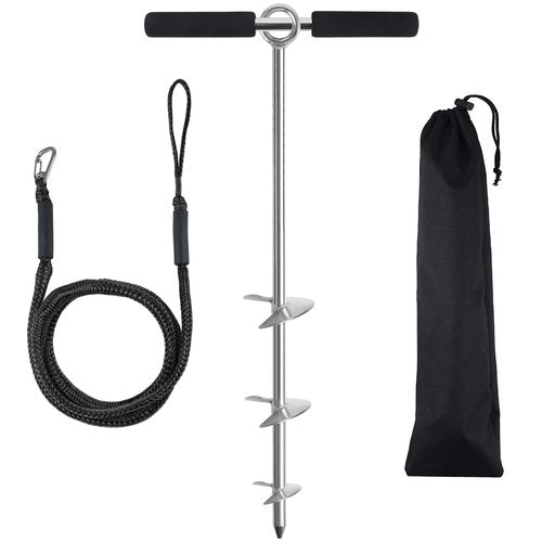 Sand Anchor for Boat 36", 316 Stainless Steel Beach Anchor Boat Sand Anchor with Bungee Dock Line to Hold Watercraft Secure, Jet Skis,Kayak,PWC ect.Apply to the Sandbar Anchor or Shallow Water Anchor