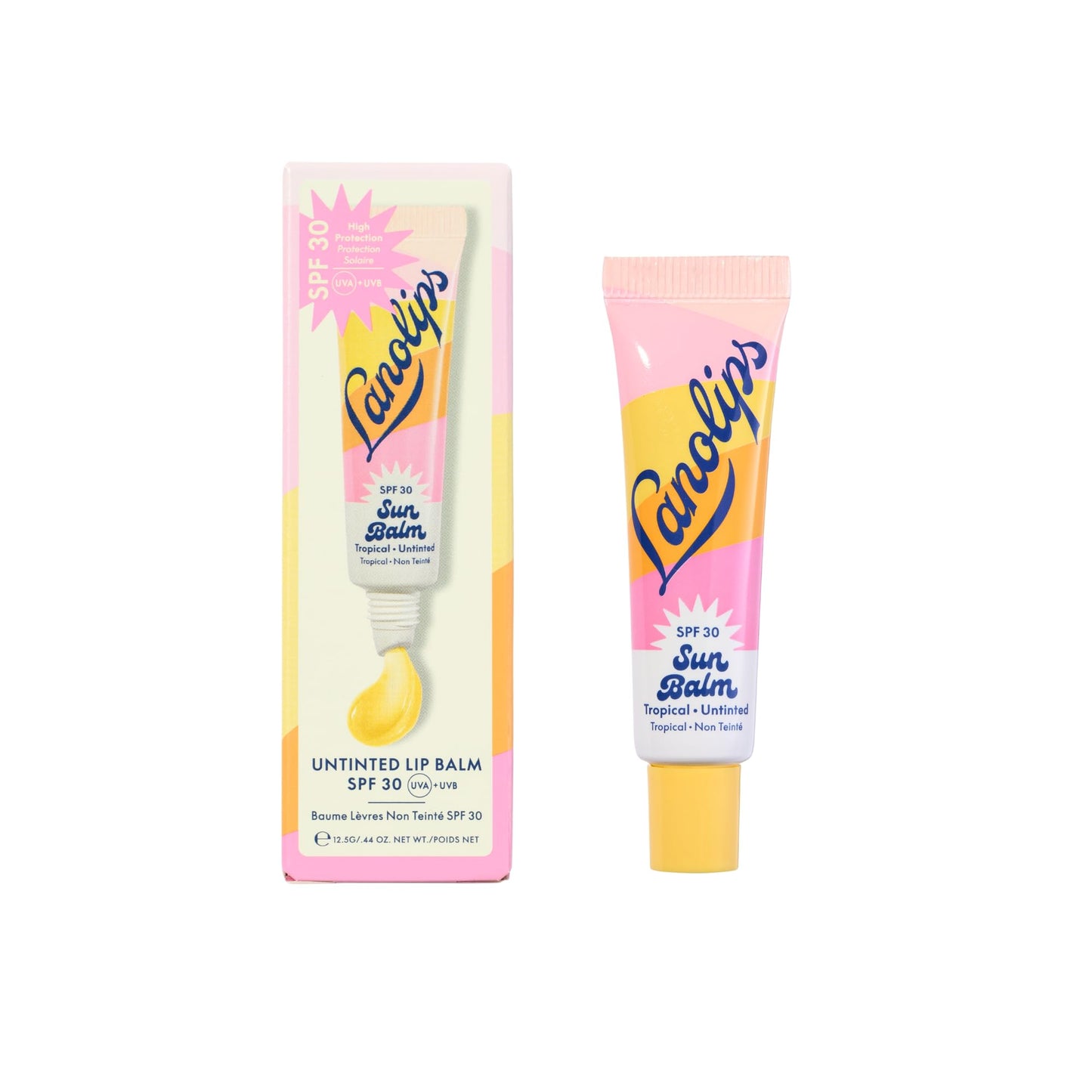 Lanolips Sun Balm Tropical SPF 30 Lip Balm - Hydrating Lanolin Lip Moisturizer with Pineapple Scent - Beach Essentials & Sun Car