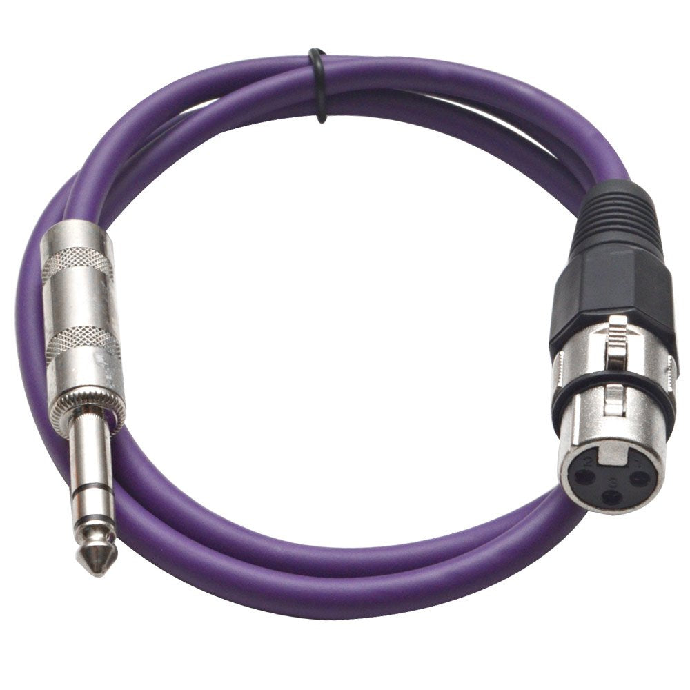 Seismic Audio - Satrxl-F3 - Purple 3 Xlr Female To 1/4 Trs Patch Cable