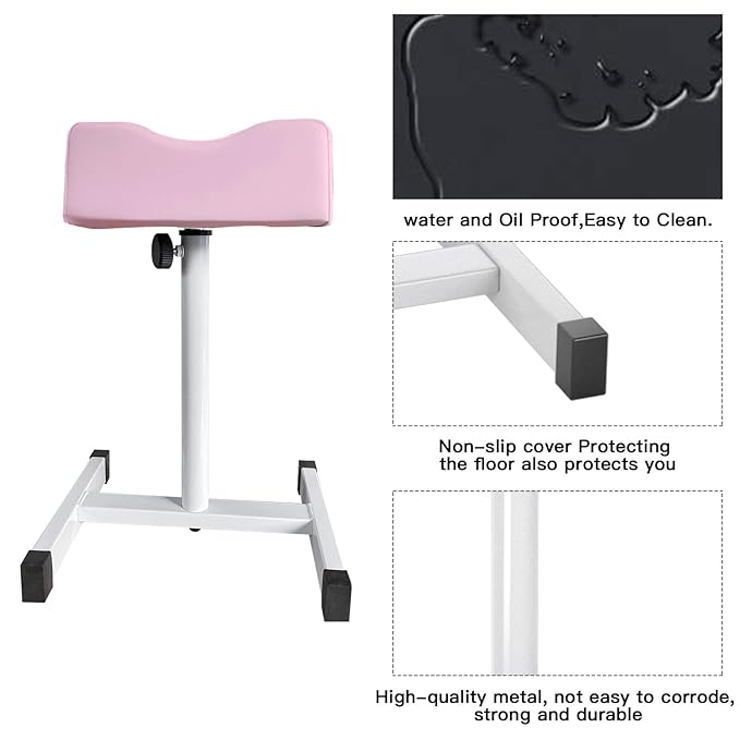 Pedicure Foot Rest,Adjustable Height Pedicure Stool,Pedicure Stand for Home Salon,Tattoo,Nail Tech(Pink)