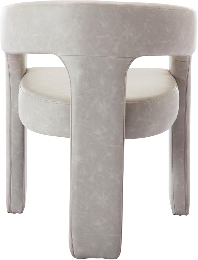 DAYALANE Modern Barrel Dining Chairs Set of 4, Upholstered Faux Leather Dining Room & Kitchen Chair with Curved Back, Comfy Accent Side Reading Armchair for Living Room Bedroom Kitchen Office, Grey