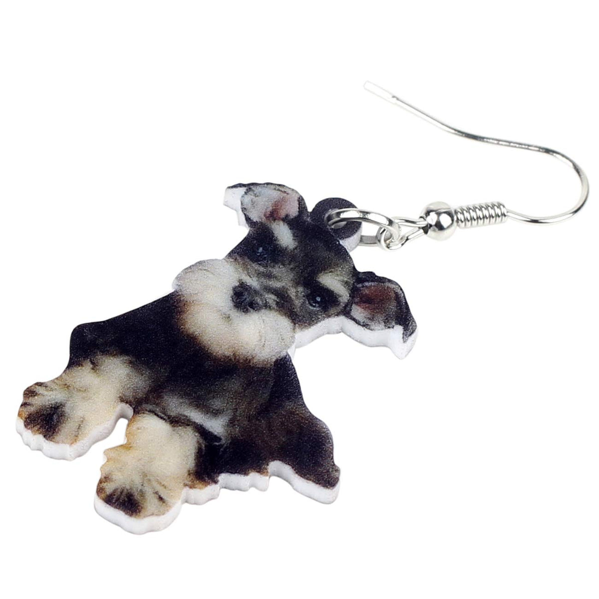 DUOWEI Acrylic Schnauzer Dog Earrings Sweet Pets Dangle Drop Jewelry for Women Ladies Dog Lovers Fancy Gifts (Black)