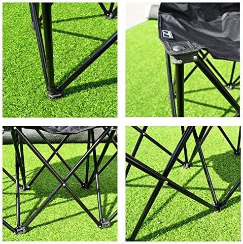 YardGrow 3 Seater Portable Folding Team Sports Sideline Bench Chairs for Camping Outdoor Waterproof (Black)