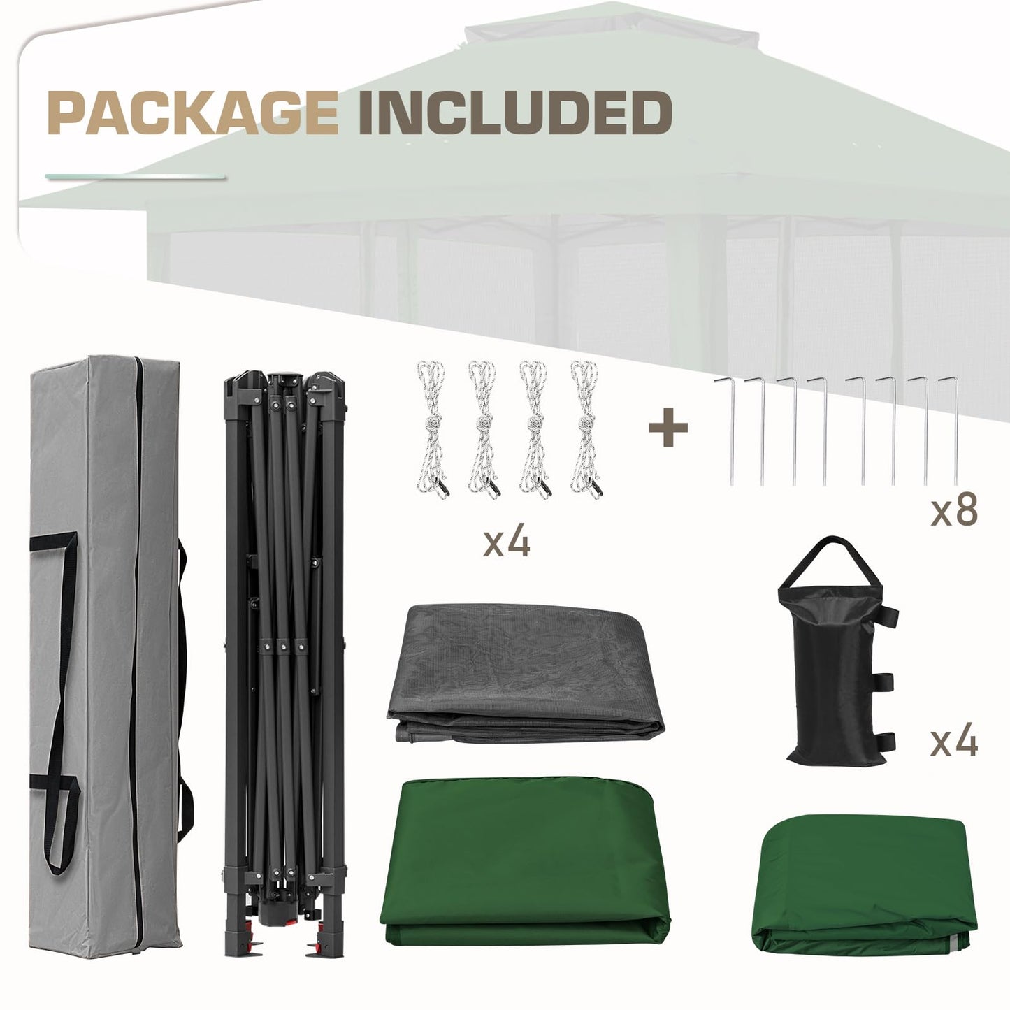 EAGLE PEAK 13x13 Pop Up Gazebo with Mesh Netting, Easy Up Screened Canopy for Patio and Backyard, Easy Set up Outdoor Gazebo (Green)