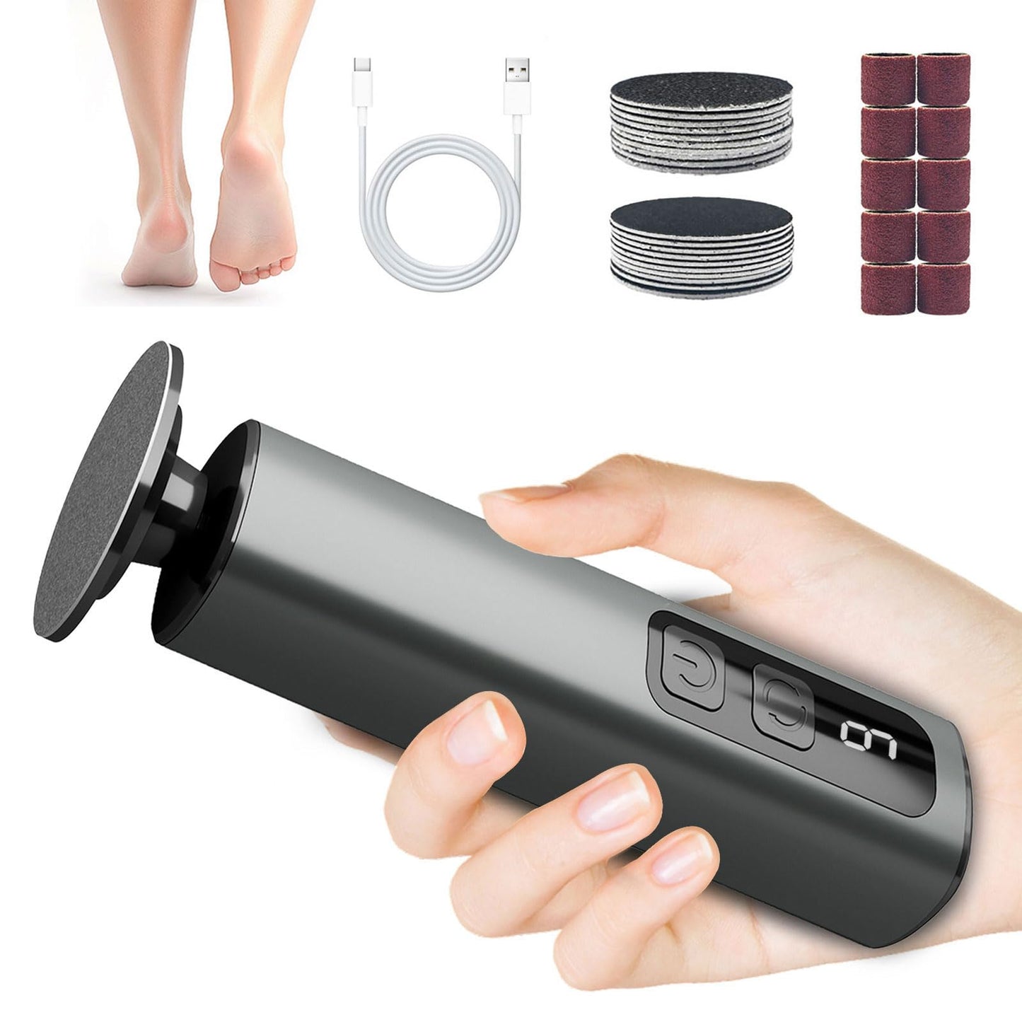 Dolcevitae Electric Foot Callus Remover & Nail File - Electric Callus Remover for Feet, 9 Adjustable Speeds, 1800mAh Rechargeabl