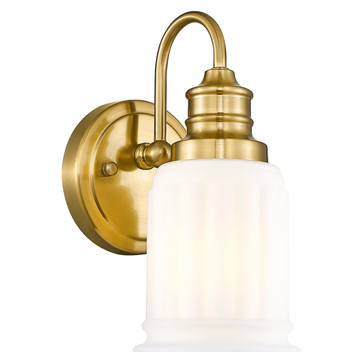 HWH Modern Bathroom Wall Sconces, 1-Light Vanity Light Wall Lamp with Frosted White Bell-Shaped Glass, Brushed Gold Finish, 5HZG106B BG