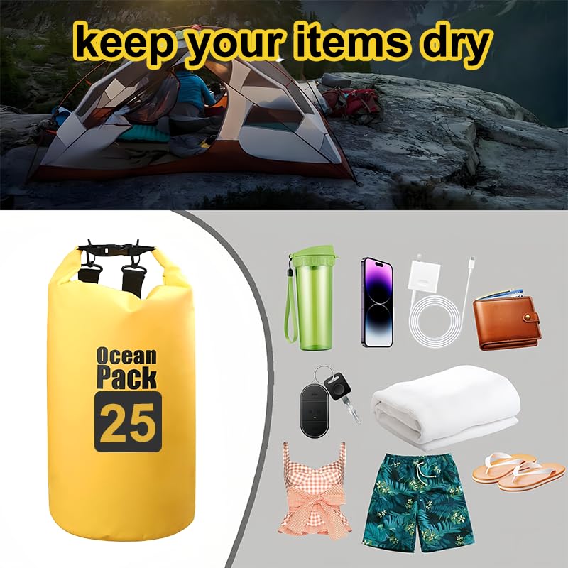 Waterproof Dry Bag, 25L Roll Top Waterproof Backpack Sack Keeps Gear Dry, Lightweight Storage Bag Backpack for Travel Swim...