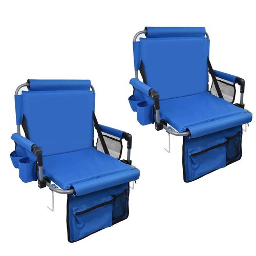 AOOXIMI Stadium Seat with Back Support, Bleach Seat with Backrest and Cushion, Stadium Chair with Cup Holders, Mesh Bag and Hidden Hook for Basketball and Soccer Bench