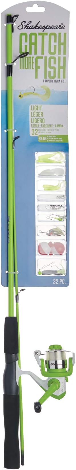 Shakespeare Catch More Fish Spinning Reel and Fishing Rod Combo with Kit