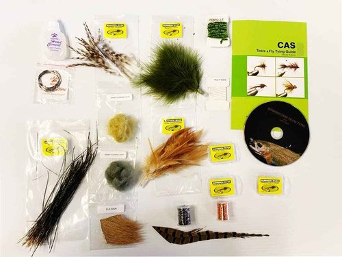 KB Tool Fly Tying Kit 12 Tools in Real Real Wooden Box & Material for Tying 48 Flies from Instruction on DVD for 6 Basic Easy Flies Pattern. - Great Gift 798+118M