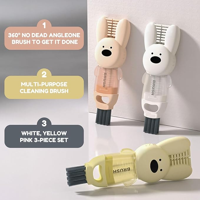 4-in-1 Cup Lid and Bottle Cleaning Brush Set, Portable Multifunctional Cleaner for Tight Spaces - Water Bottle Brush, Baby Bottle Brush, Kitchen Home Cleaning Tool Kit 3PCS