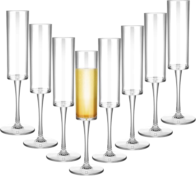 Lauwell Champagne Flutes Goblets Plastic Acrylic Wine Toasting Goblets Crystal Disposable Cocktail Cups Drinkware Reusable...