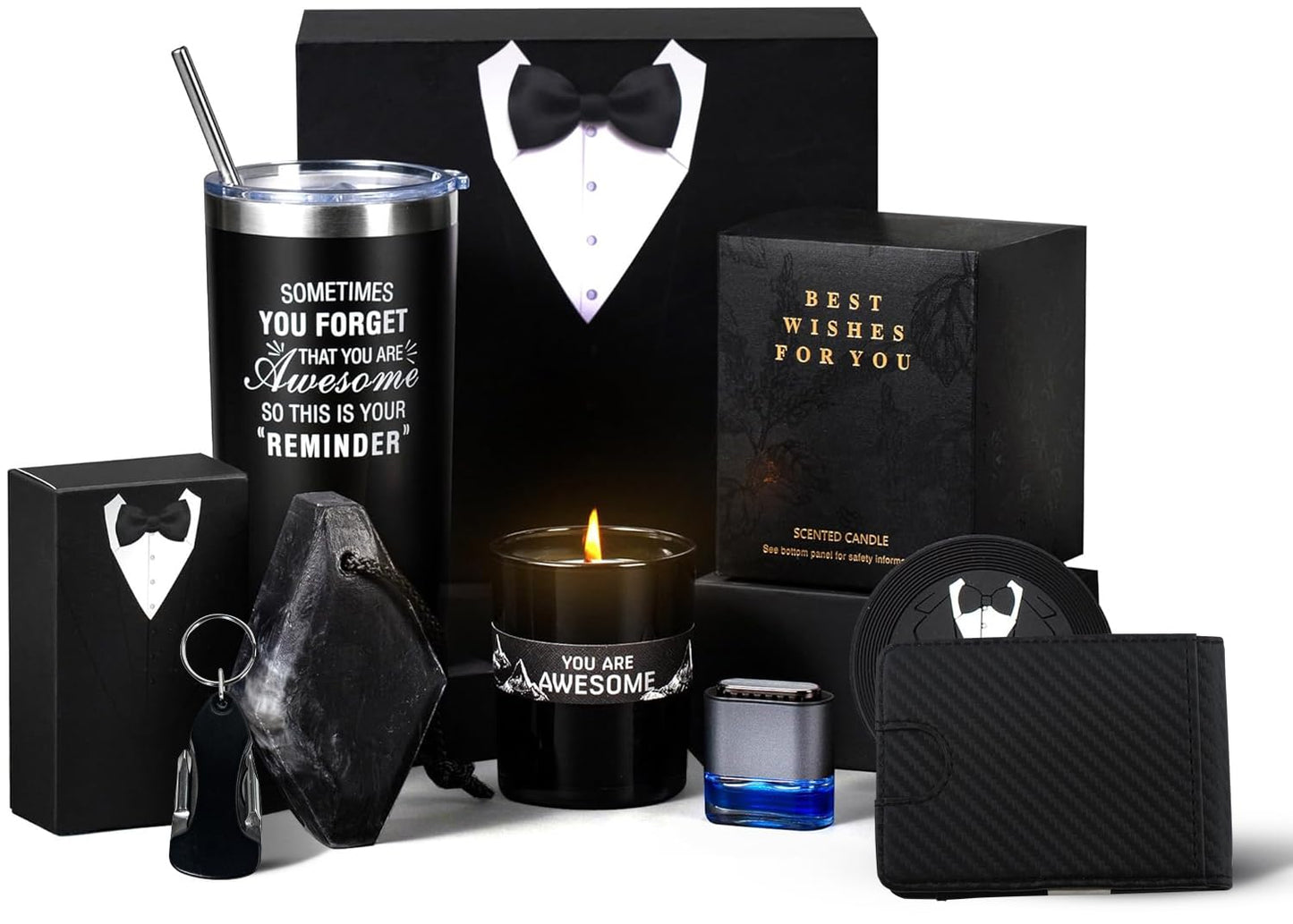 Birthday Gifts for Men Who Have Everything, 8 Pcs Premium Gift Baskets for Men,Birthday Gift Basket for Him Gifts for Dad, Boyfriend, Husband, Brother, Gift sets for Father's Day, Valentine's Day
