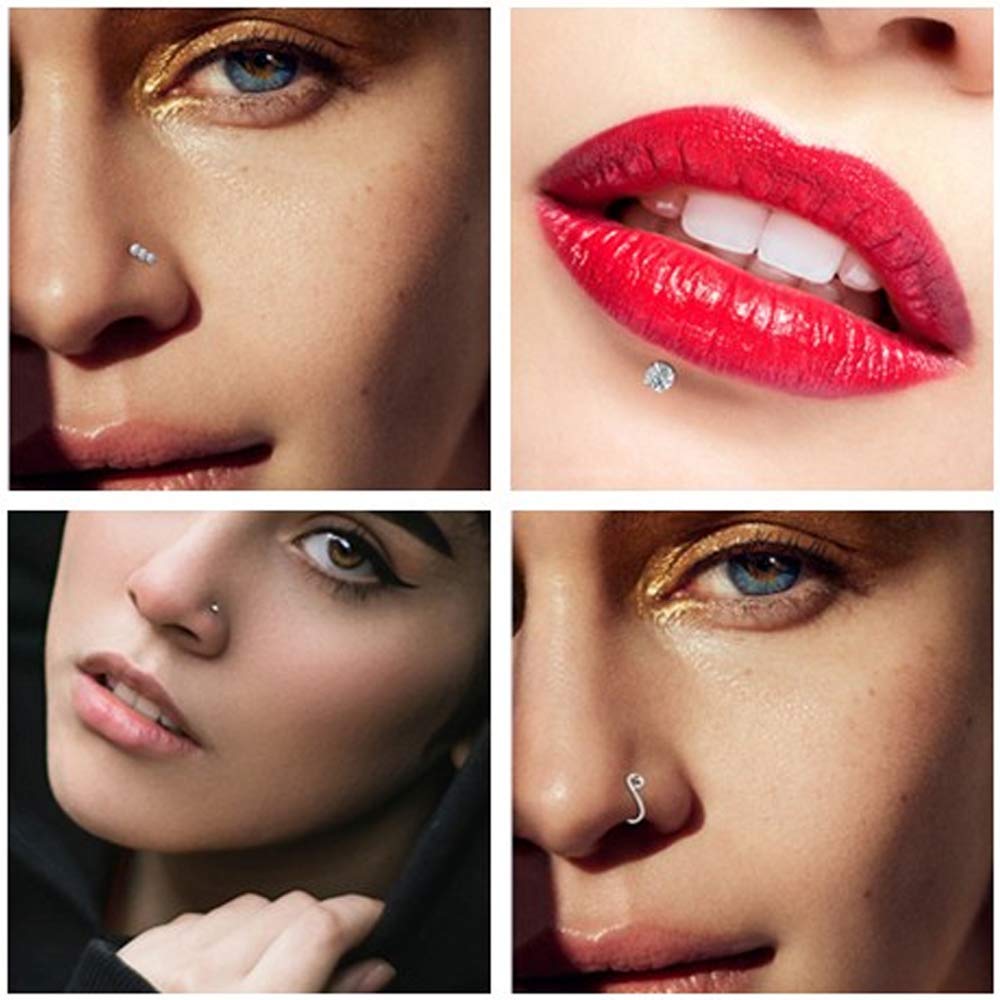 20G Black Surgical Steel Nose Studs L Shaped Nose Ring Hoop Nose Hoops for Women Men