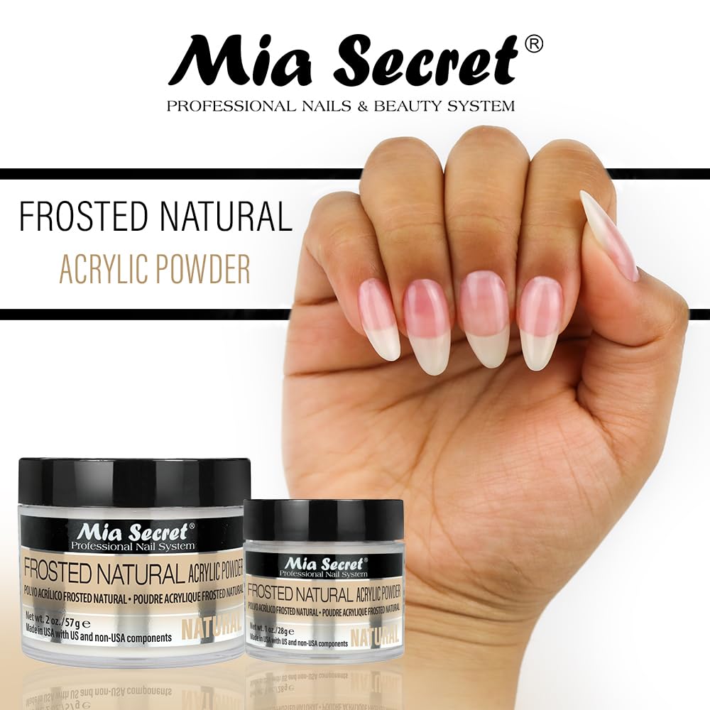 Mia Secret Frosted Natural Acrylic Powder MADE IN USA multiple sizes (1 oz.)