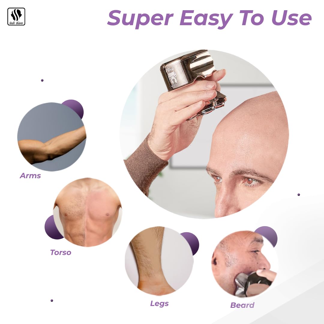 Skull Shaver Pitbull Platinum Pro:Head Shaver for Men - Bald Head Shavers with Wet/Dry Technology, Ergonomic Design, Travel Lock, and Accessories. Perfect Grooming Kit and Prime Gift for Men