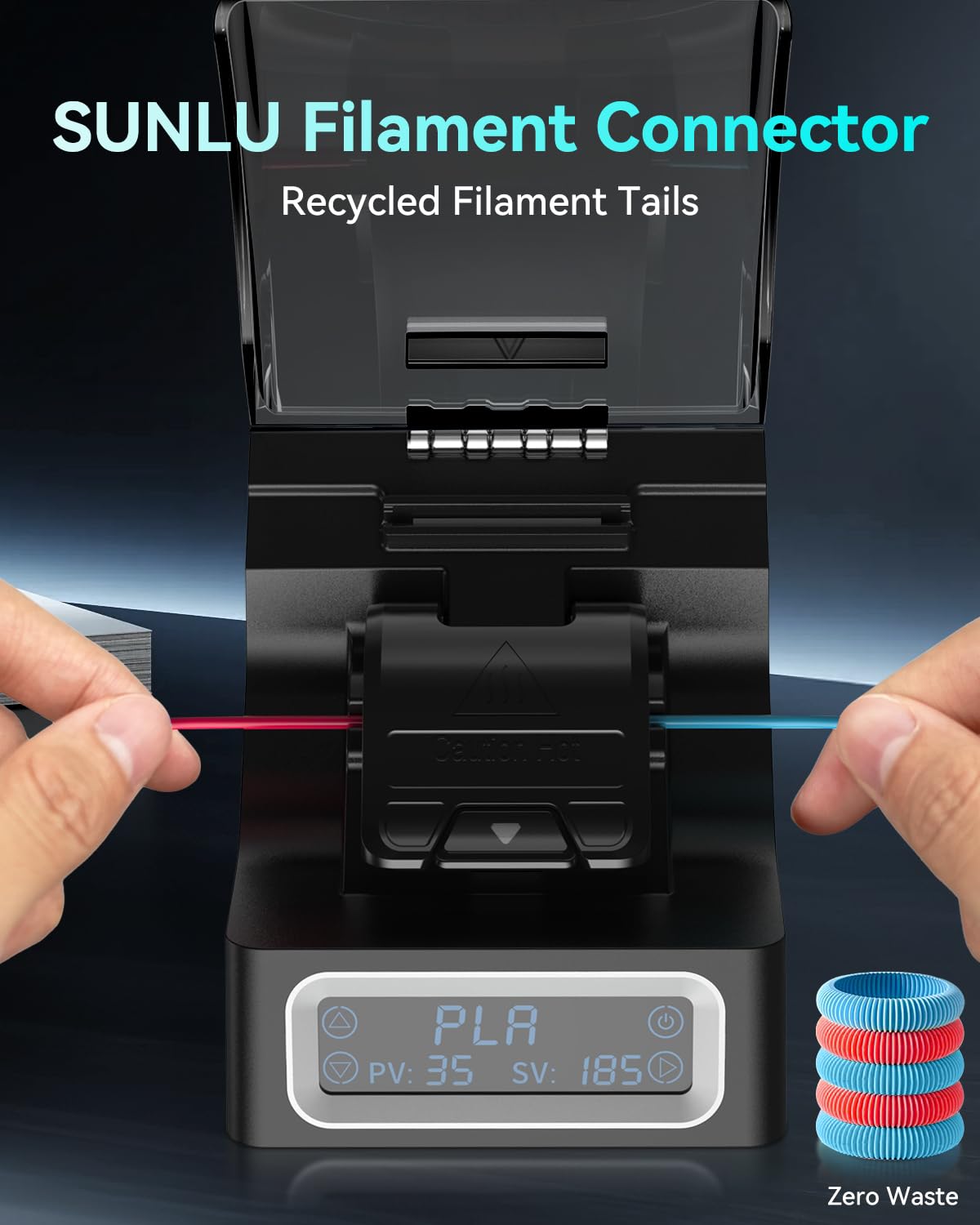 SUNLU Official Filament Connector, 400Pcs PTFE Sleeve Filament Splicer for 3D Printer Filament 1.75mm, Fast Heating Filament Welder Compatible with PLA PETG TPU ABS PA Nylon, Easy to Use