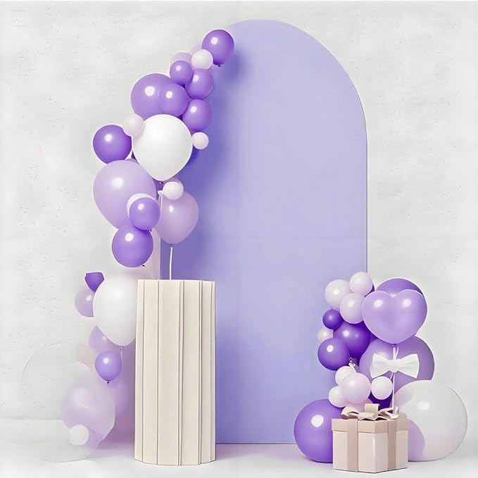 JFDYDM Lavender 6FT Arch Backdrop Cover, Lavender Arch Backdrop Light Purple Stand Cover for Birthday Wedding Party Decor