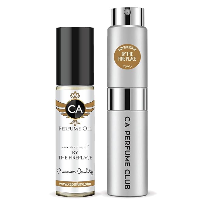 CA Perfume Duo Impression of By The Fireplace For Women And Men Perfume Layering Set Long Lasting Travel Size EDP + Body Oil Roll-On Bottle 0.27 Fl Oz+0.33 Fl Oz