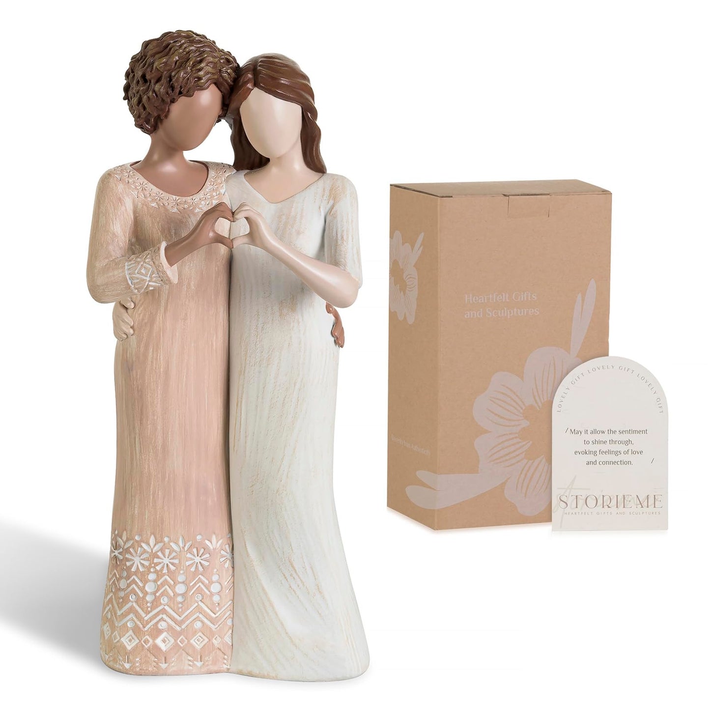 Storieme Best Friend Figurine Statues – Interracial Friendship Gifts for Women - Unique Female Sister Birthday Ideas Collectibles Ornament