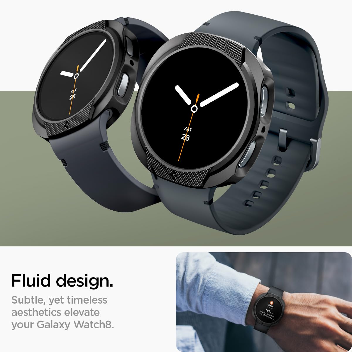 Spigen Liquid Air Designed For Samsung Galaxy Watch 8 40Mm Case Flexible Lightweight Tpu Cover (2025) - Matte Black