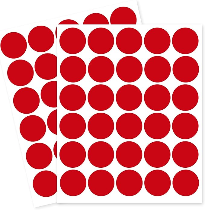 1 Inch Removable Color Code Dot Sticker Round Labels,Garage Sale Stickers Price Tags Label Blank Yard Sale Circle Dot Stickers Removable Writable Not Blurry (1050 Pack,Red)