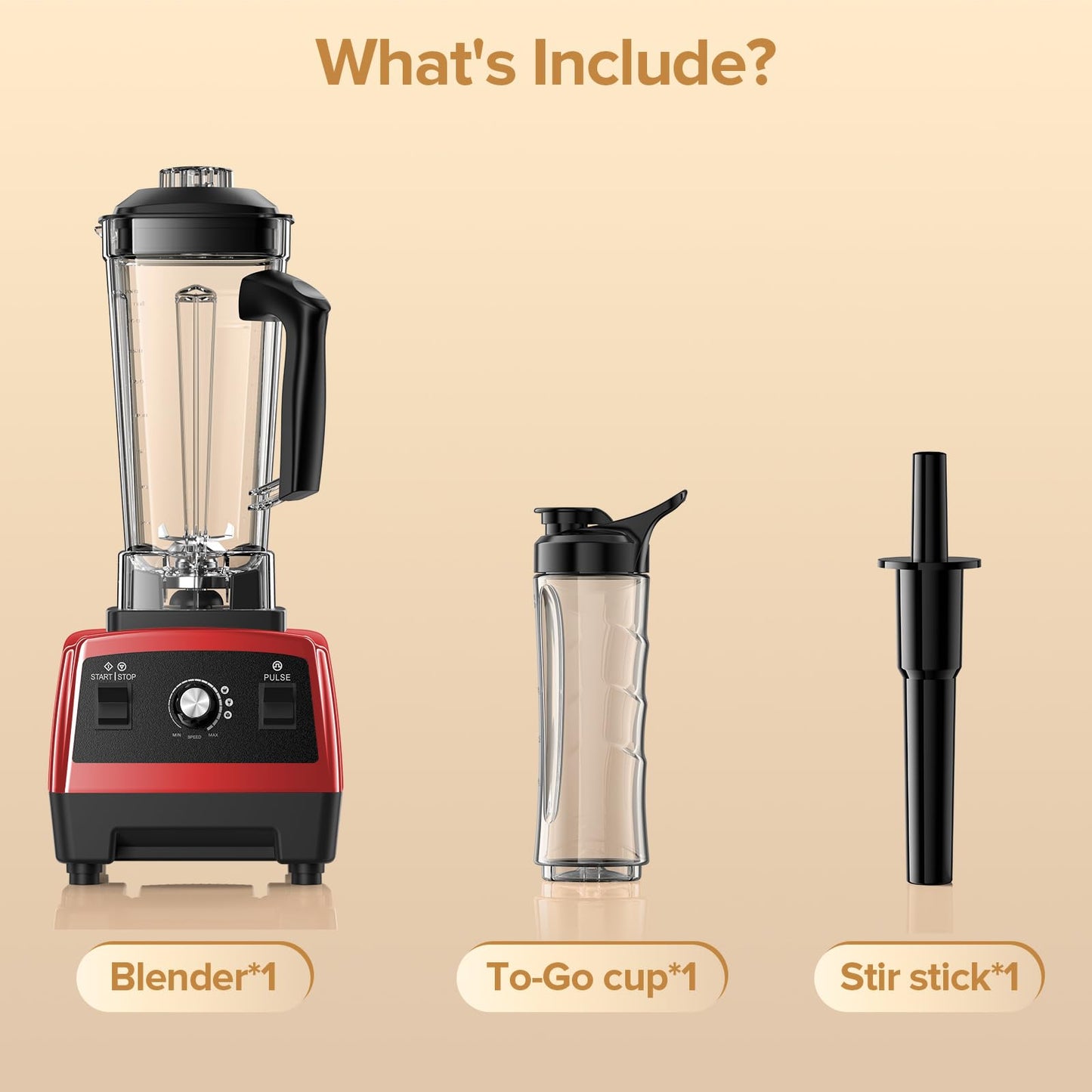 Blenders for Kitchen, 1800W High Speed Smoothie Maker with 68oz Large Pitcher, 20oz Travel Cup, Pulse Self-Cleaning & Overheat Protection, Red