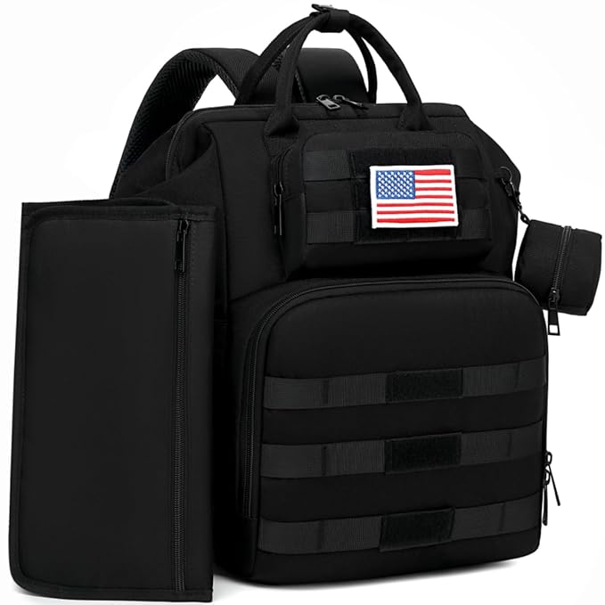 ROSEGIN Diaper Bag Backpack for Dad and Men, Large Travel Baby Bag with Changing Pad, Pacifier Case, Removable Flag Patch...