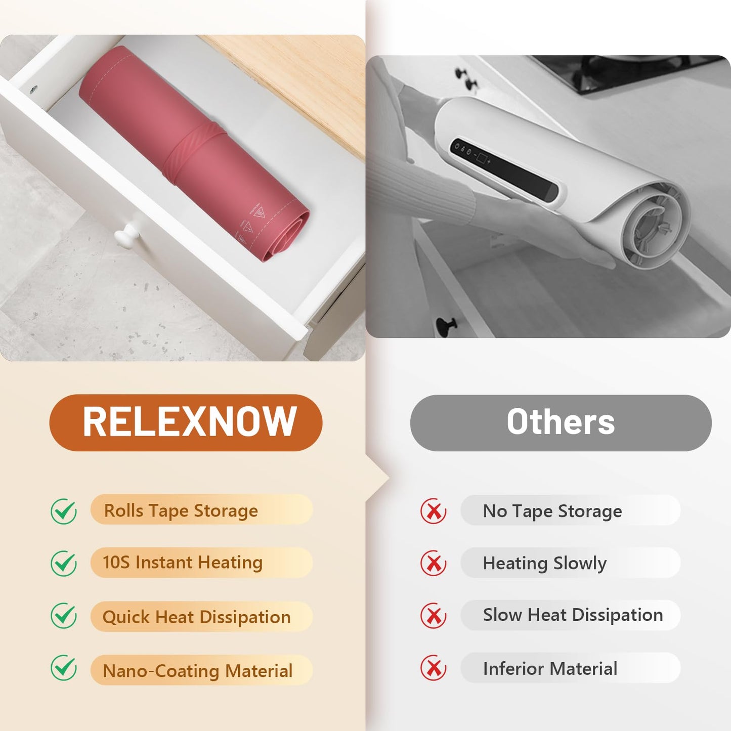 Food Warming Mat, Full Surface Heating Silicone Electric Warming Tray with 3 Level Temperature Settings, Auto Shut-Off, Foldable Roll Up Food Warmer for Parties Buffets, Gatherings