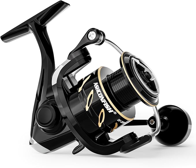 Ashconfish DF Series Spinning Reel Saltwater & Freshwater Fishing Reel, Lightweight Nylon/Fiberglass Frame, 7+1BB, 5.2:1 G...