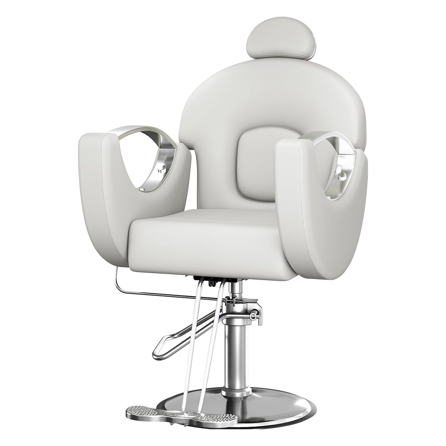 PeakPursuit Reclining Barber Chair, 360° Swivel Hydraulic Styling Chair with Heavy Duty Hydraulic Pump for Hair Stylist Barbershop Home Spa Shampoo, Grey